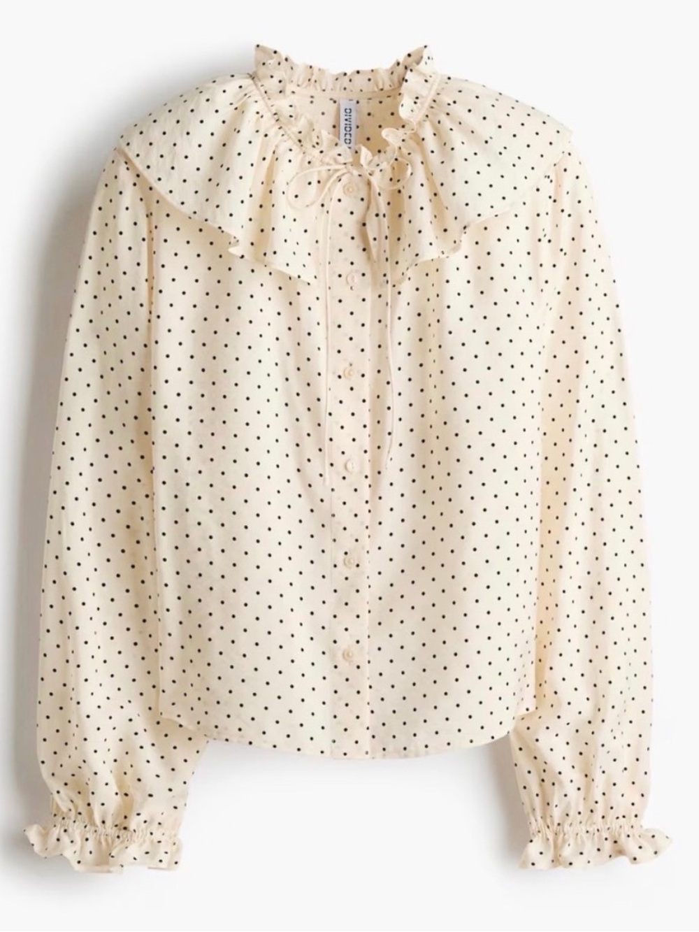 H&M Polka Dot Cottage Core Peter Pan Collar Top Size Small Coquette Dainty Fall